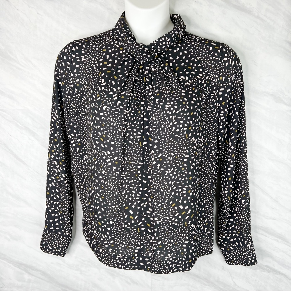 DKNY Confetti Print Twist Neck Top Medium